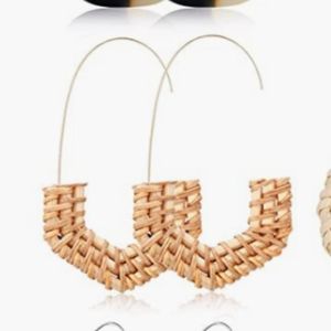 Women Handmade Boho Lightweight Rattan Tan Earrings